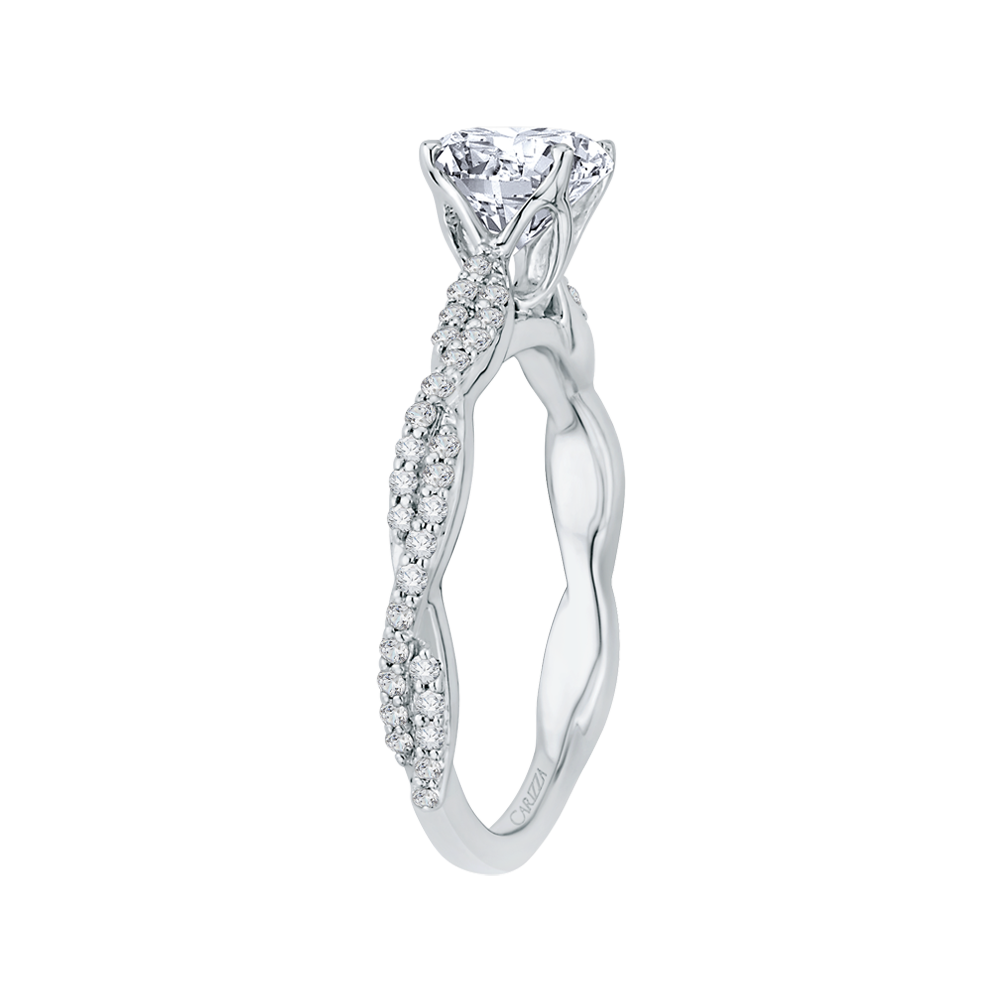 14K White Gold Round Diamond Engagement Ring (Semi-Mount)