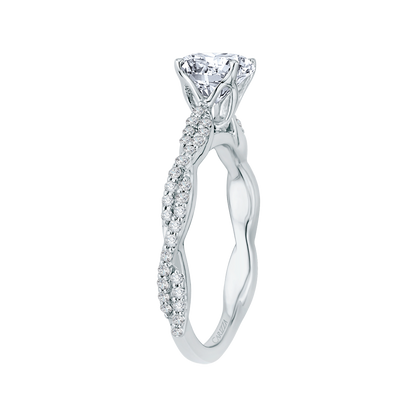 14K White Gold Round Diamond Engagement Ring (Semi-Mount)