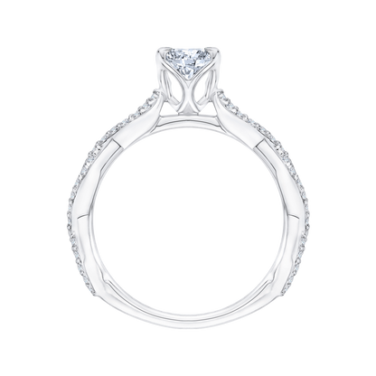 14K White Gold Round Diamond Engagement Ring (Semi-Mount)