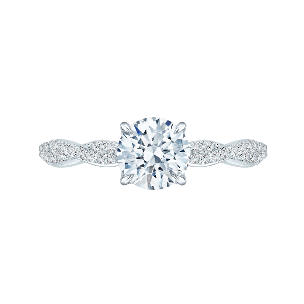 14K White Gold Round Diamond Engagement Ring (Semi-Mount)