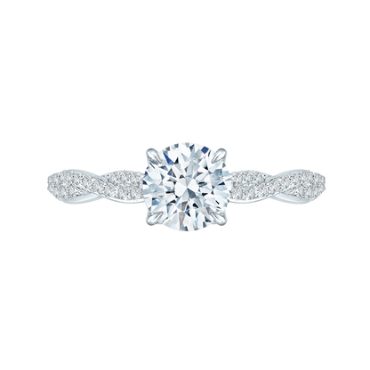 14K White Gold Round Diamond Engagement Ring (Semi-Mount)