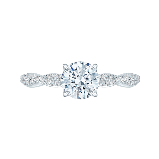 14K White Gold Round Diamond Engagement Ring (Semi-Mount)