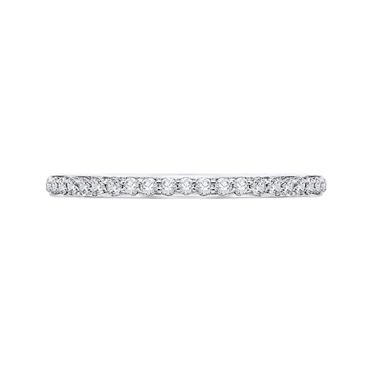 Euro Shank Round Diamond Wedding Band in 14K White Gold