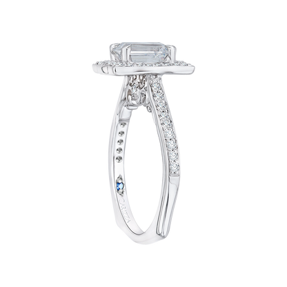 Round Diamond Halo Engagement Ring in 14K White Gold (Semi-Mount)