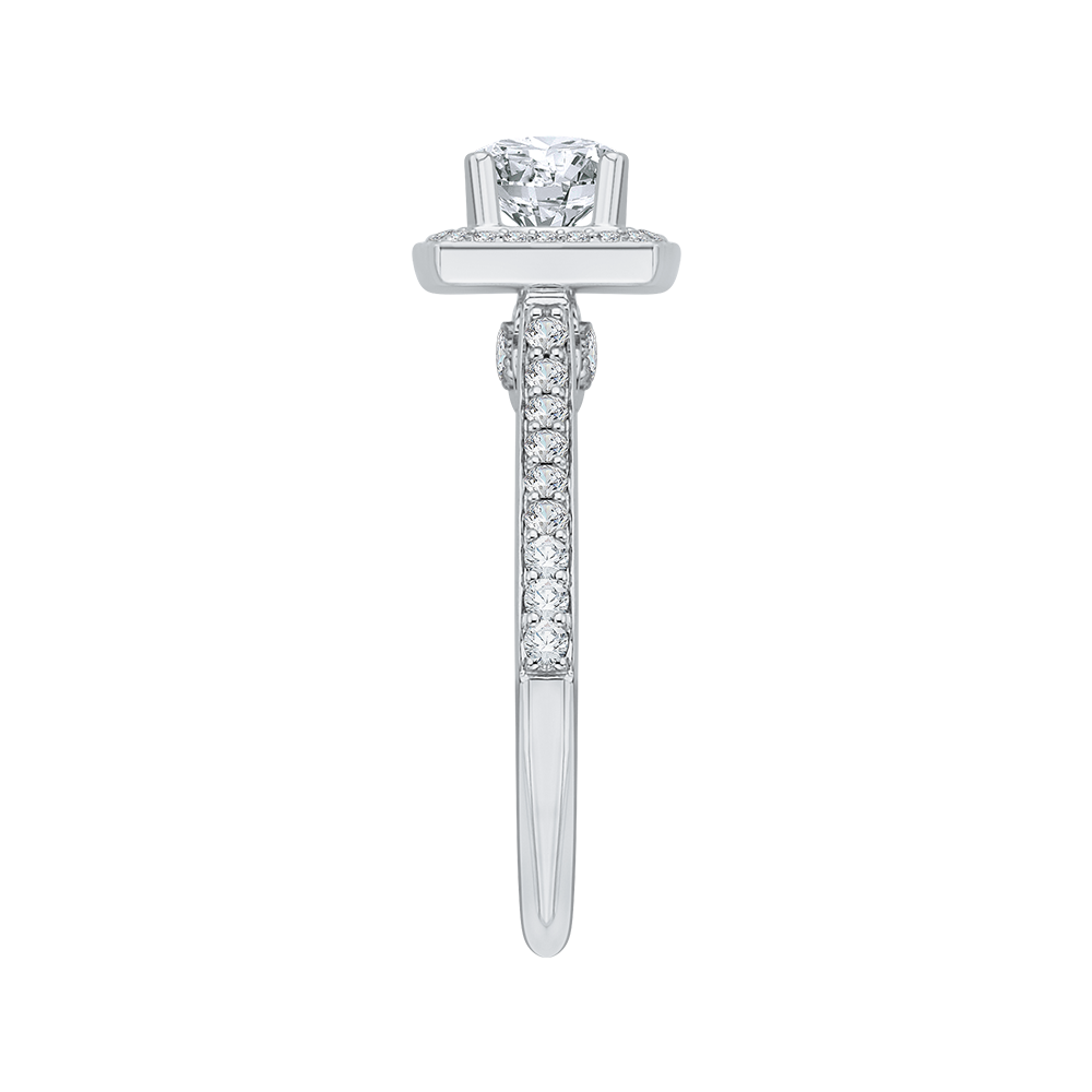 Round Diamond Halo Engagement Ring in 14K White Gold (Semi-Mount)