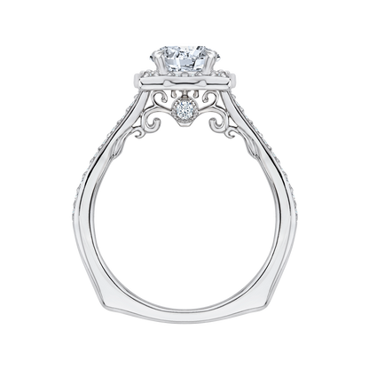 Round Diamond Halo Engagement Ring in 14K White Gold (Semi-Mount)