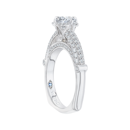 Round Diamond Cathedral Style Engagement Ring in 14K White Gold (Semi-Mount)