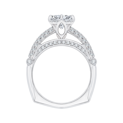 Round Diamond Cathedral Style Engagement Ring in 14K White Gold (Semi-Mount)