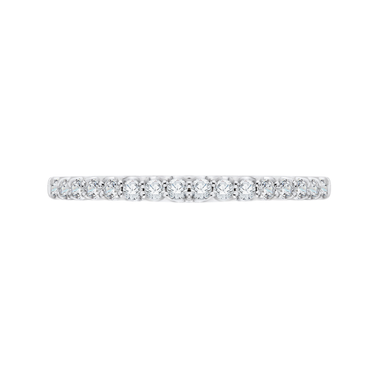 Euro Shank Round Diamond Wedding Band in 14K White Gold