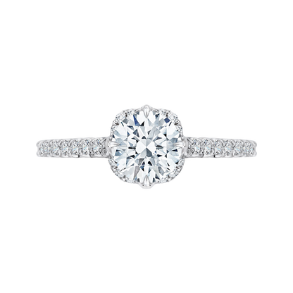 Euro Shank Round Diamond Engagement Ring in 14K White Gold (Semi-Mount)