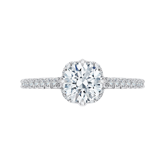 Euro Shank Round Diamond Engagement Ring in 14K White Gold (Semi-Mount)