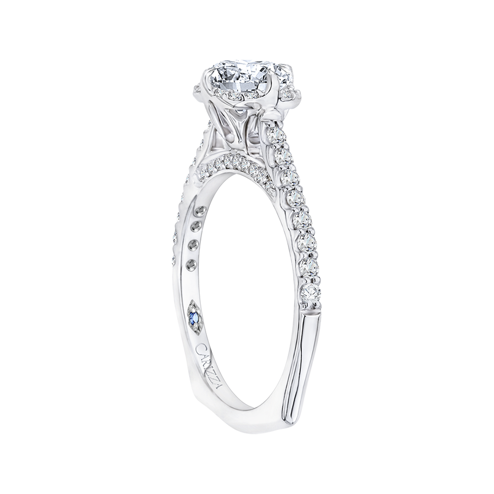 Euro Shank Round Diamond Engagement Ring in 14K White Gold (Semi-Mount)