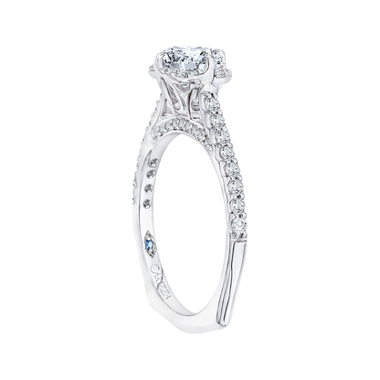 Euro Shank Round Diamond Engagement Ring in 14K White Gold (Semi-Mount)