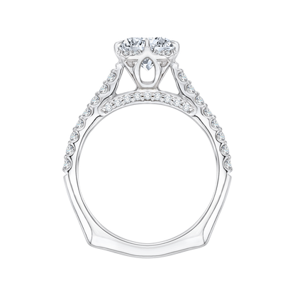 Euro Shank Round Diamond Engagement Ring in 14K White Gold (Semi-Mount)