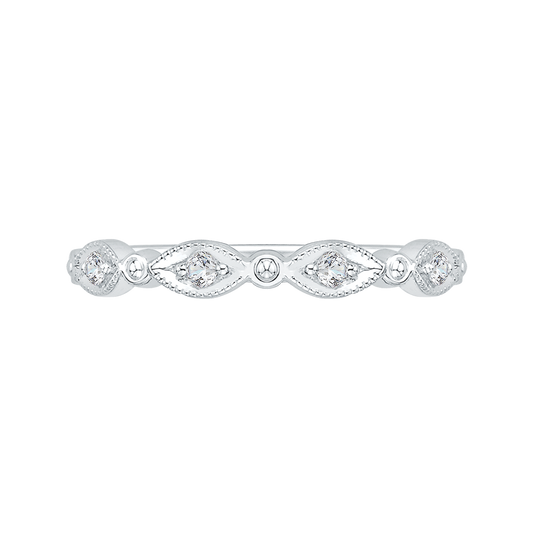 Euro Shank Round Diamond Wedding Band in 14K White Gold