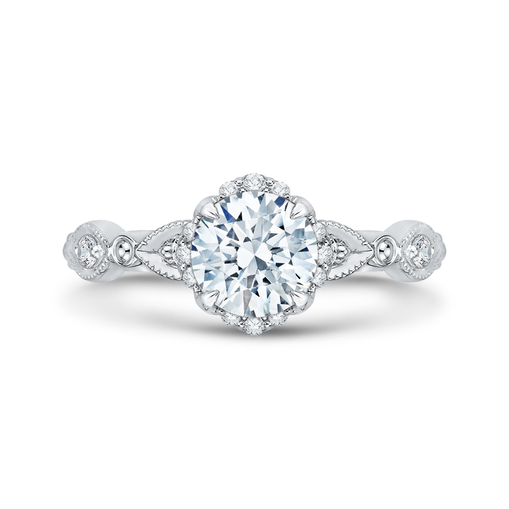 Round Diamond Engagement Ring in 14K White Gold (Semi-Mount)