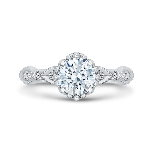 Round Diamond Engagement Ring in 14K White Gold (Semi-Mount)