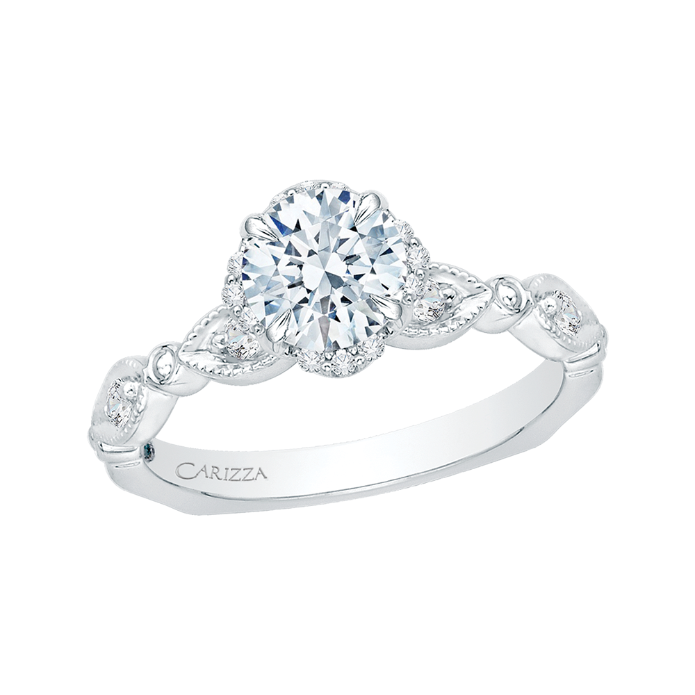 Round Diamond Engagement Ring in 14K White Gold (Semi-Mount)