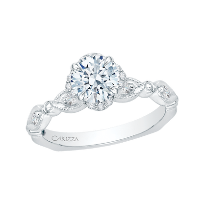 Round Diamond Engagement Ring in 14K White Gold (Semi-Mount)