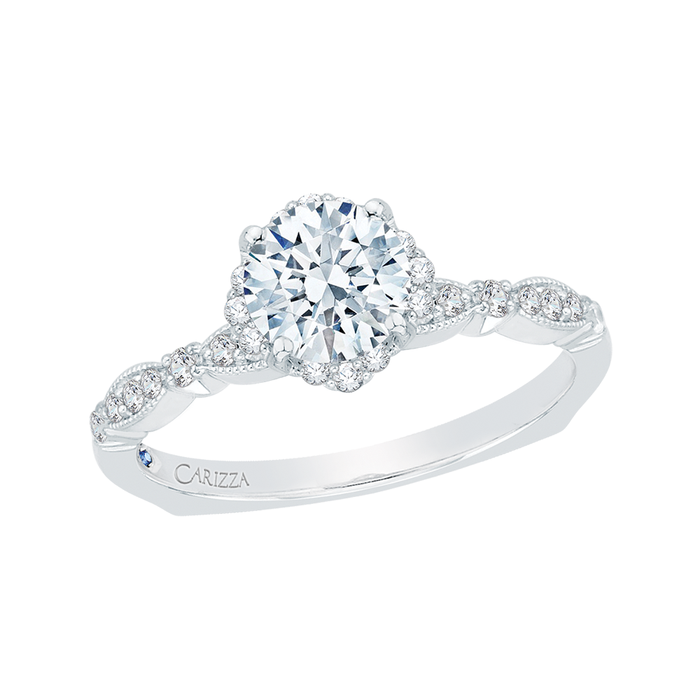 Round Diamond Engagement Ring in 14K White Gold (Semi-Mount)