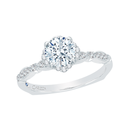 Round Diamond Engagement Ring in 14K White Gold (Semi-Mount)