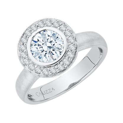 Round Diamond Halo Engagement Ring in 14K White Gold (Semi-Mount)