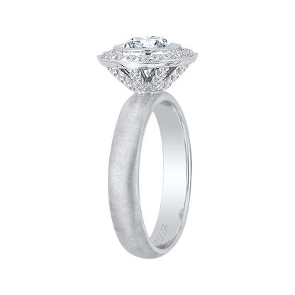 Round Diamond Halo Engagement Ring in 14K White Gold (Semi-Mount)