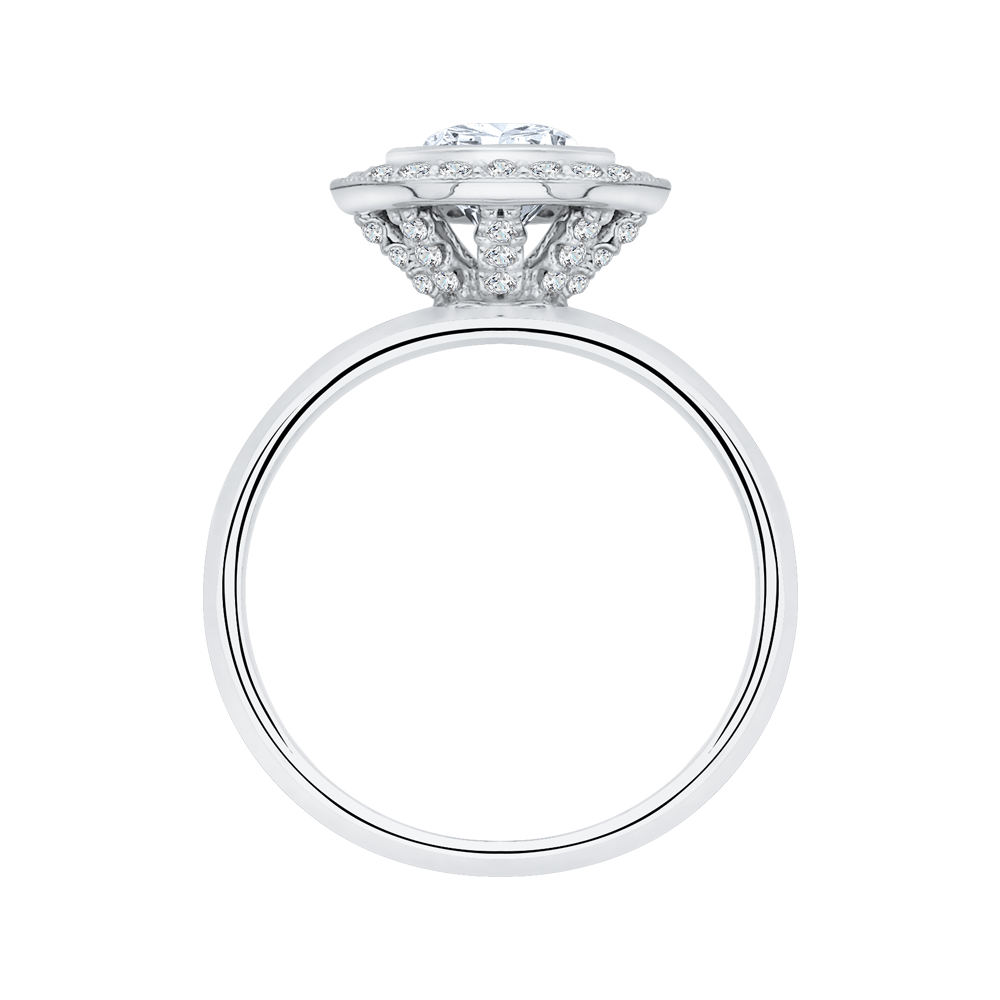 Round Diamond Halo Engagement Ring in 14K White Gold (Semi-Mount)