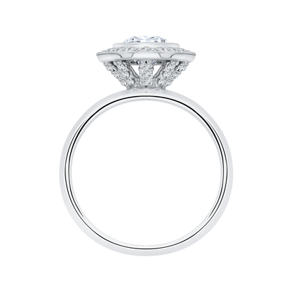 Round Diamond Halo Engagement Ring in 14K White Gold (Semi-Mount)