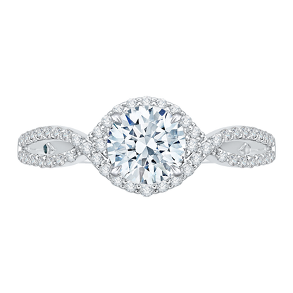 Split Shank Round Diamond Engagement Ring in 14K White Gold (Semi-Mount)