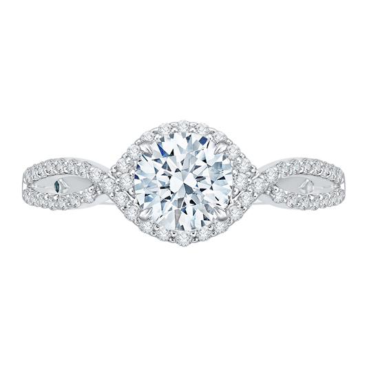 Split Shank Round Diamond Engagement Ring in 14K White Gold (Semi-Mount)