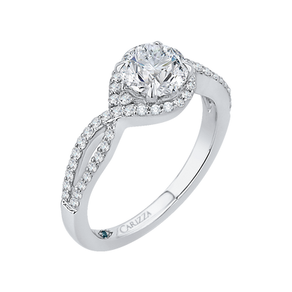 Split Shank Round Diamond Engagement Ring in 14K White Gold (Semi-Mount)