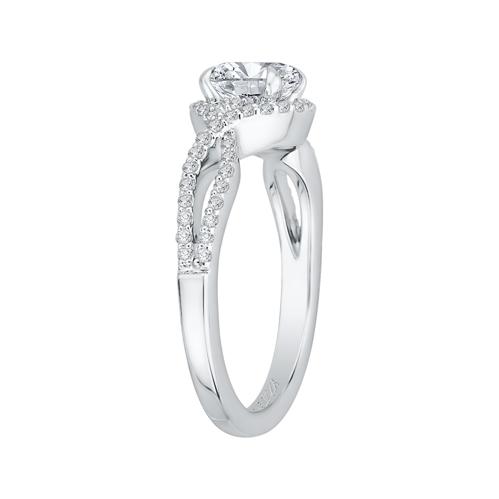 Split Shank Round Diamond Engagement Ring in 14K White Gold (Semi-Mount)