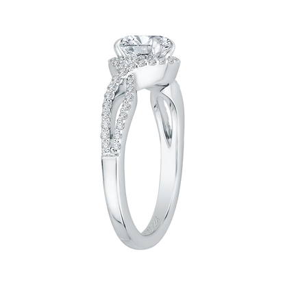 Split Shank Round Diamond Engagement Ring in 14K White Gold (Semi-Mount)