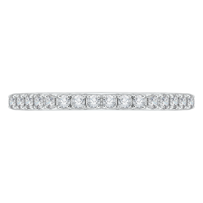 Round Diamond Half-Eternity Wedding Band in 14K Two Tone Gold