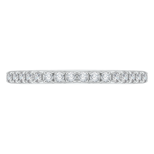 Round Diamond Half-Eternity Wedding Band in 14K Two Tone Gold