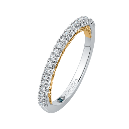 Round Diamond Half-Eternity Wedding Band in 14K Two Tone Gold