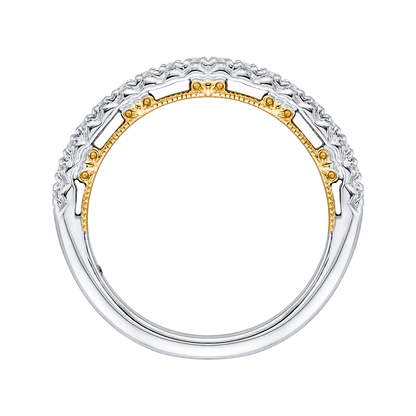 Round Diamond Half-Eternity Wedding Band in 14K Two Tone Gold
