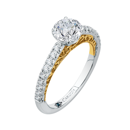 Round Diamond Engagement Ring in 14K Two Tone Gold (Semi-Mount)