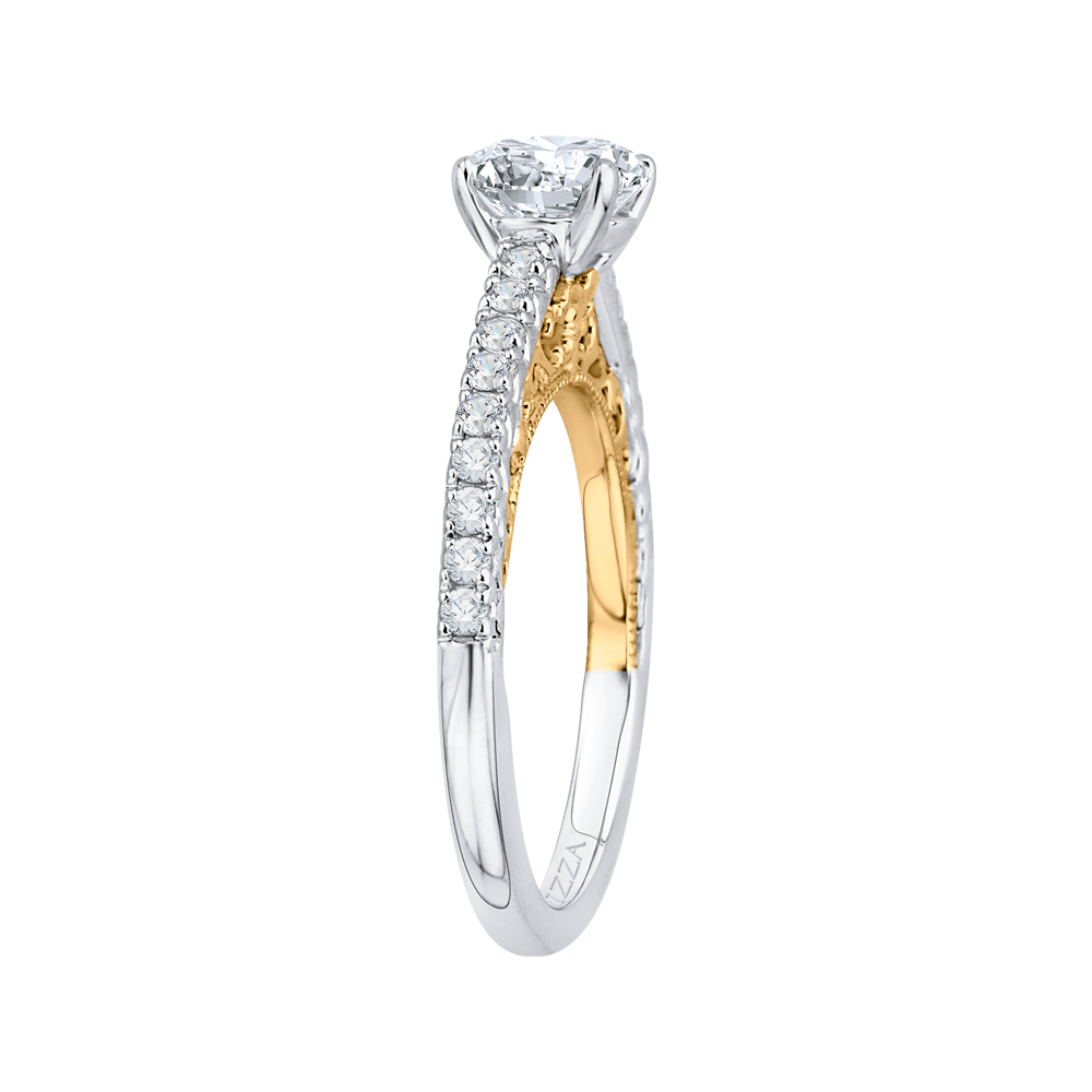 Round Diamond Engagement Ring in 14K Two Tone Gold (Semi-Mount)