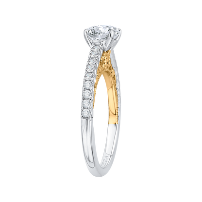 Round Diamond Engagement Ring in 14K Two Tone Gold (Semi-Mount)