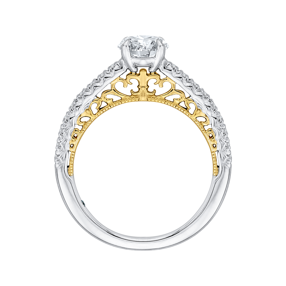 Round Diamond Engagement Ring in 14K Two Tone Gold (Semi-Mount)