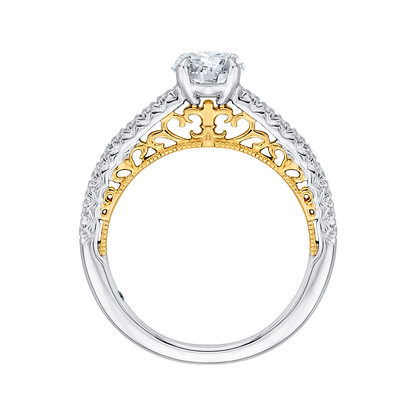 Round Diamond Engagement Ring in 14K Two Tone Gold (Semi-Mount)