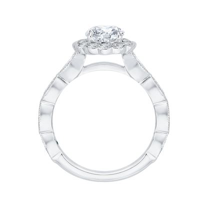 Round Diamond Halo Engagement Ring in 14K White Gold (Semi-Mount)