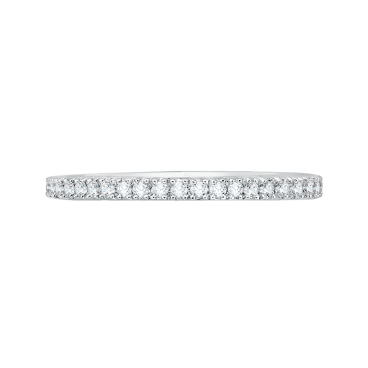 Round Diamond Half-Eternity Wedding Band in 14K Two Tone Gold
