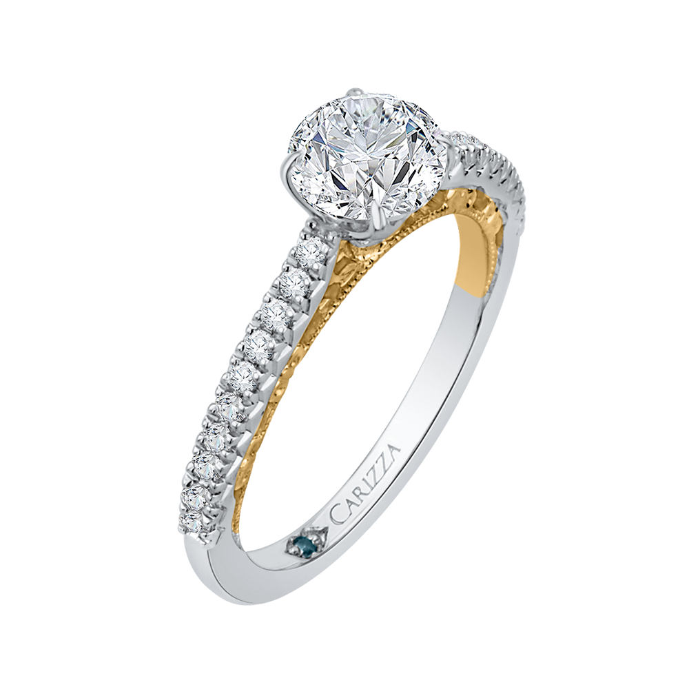 Round Diamond Engagement Ring in 14K Two Tone Gold (Semi-Mount)