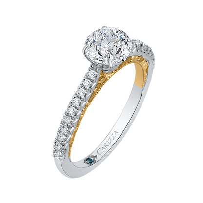 Round Diamond Engagement Ring in 14K Two Tone Gold (Semi-Mount)