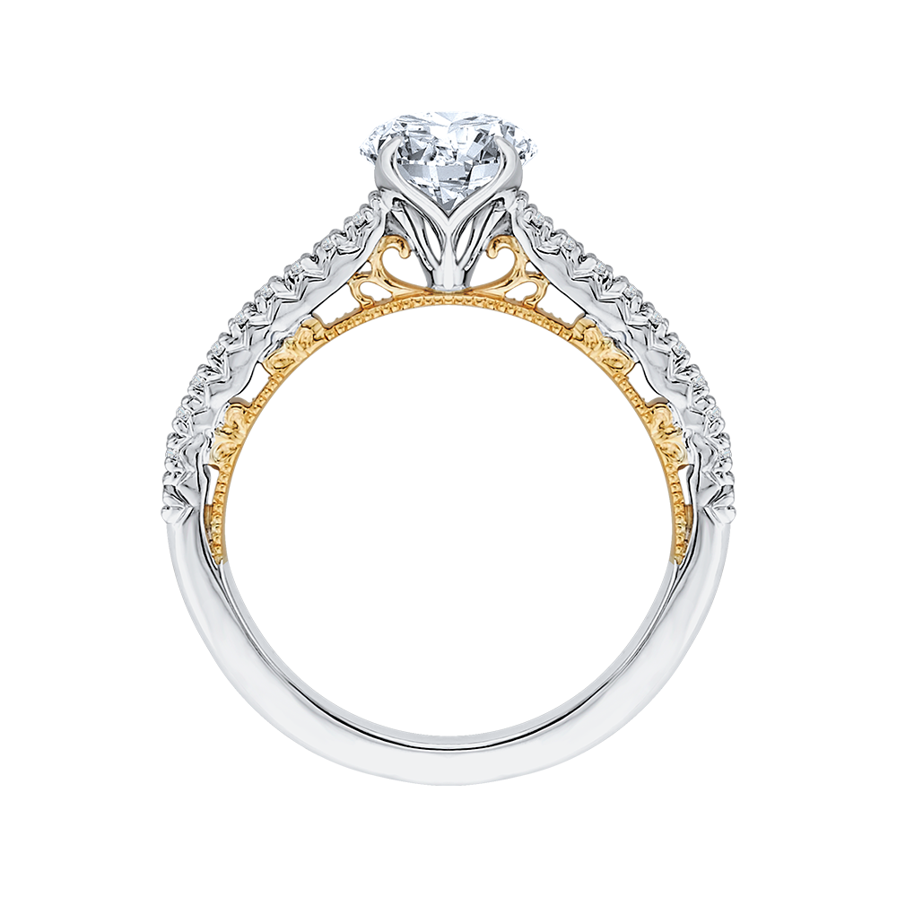 Round Diamond Engagement Ring in 14K Two Tone Gold (Semi-Mount)