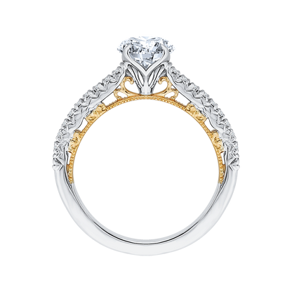 Round Diamond Engagement Ring in 14K Two Tone Gold (Semi-Mount)