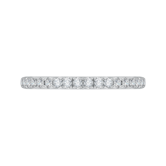 Round Diamond Half-Eternity Wedding Band in 14K Two Tone Gold